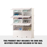 SOGA 7 Tier 2 Column White Shoe Rack Organizer Sneaker Footwear Storage Stackable Stand Cabinet SHOEBOX95