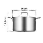 SOGA 26cm Stainless Steel Soup Pot Stock Cooking Stockpot Heavy Duty Thick Bottom with Glass Lid CASSEROLETRISPE26