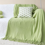 SOGA 2X Green Acrylic Knitted Throw Blanket Solid Fringed Warm Cozy Woven Cover Couch Bed Sofa Home BLANKET913X2