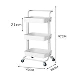 SOGA 2X 3 Tier Steel White Movable Kitchen Cart Multi-Functional Shelves Portable Storage Organizer KITCHENXY005X2