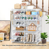 SOGA 2X 12-Shelf Tier Shoe Storage Shelf Space-Saving Caddy Rack Organiser with Side Hooks White RACK0002X2