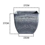 SOGA 27cm Weathered Grey Square Resin Plant Flower Pot in Cement Pattern Planter Cachepot for Indoor FPOTF2724