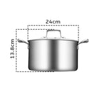 SOGA 2X 24cm Stainless Steel Soup Pot Stock Cooking Stockpot Heavy Duty Thick Bottom with Glass Lid CASSEROLETRISPE24X2