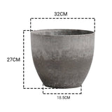 SOGA 2X 27cm Rock Grey Round Resin Plant Flower Pot in Cement Pattern Planter Cachepot for Indoor FPOTA3207X2