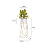 SOGA 4X 50cm Gold Metal Plant Stand with White Flower Pot Holder Corner Shelving Rack Indoor Display FPOTH52WHTX4