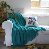 SOGA Teal Diamond Pattern Knitted Throw Blanket Warm Cozy Woven Cover Couch Bed Sofa Home Decor with BLANKET923