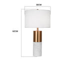 SOGA 4X 60cm White Marble Bedside Modern Desk Table Lamp Living Room Shade with Cylinder Base TABLELAMPH60X4