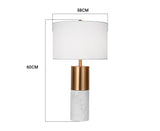 SOGA 4X 60cm White Marble Bedside Modern Desk Table Lamp Living Room Shade with Cylinder Base TABLELAMPH60X4