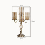 SOGA 58cm 4-Slots Glass Candlestick Candle Holder Stand Pillar Glass/Iron Metal CANDLESTICK3695