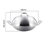 SOGA 3-Ply 38cm Stainless Steel Double Handle Wok Frying Fry Pan Skillet with Lid WOKTRIFPG38