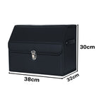 SOGA Leather Car Boot Collapsible Foldable Trunk Cargo Organizer Portable Storage Box With Lock STORAGEBLKV20SML