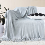 SOGA 2X Grey Acrylic Knitted Throw Blanket Solid Fringed Warm Cozy Woven Cover Couch Bed Sofa Home BLANKET907X2