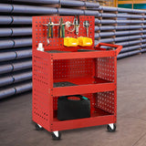 SOGA 3 Tier Tool Storage Cart Portable Service Utility Heavy Duty Mobile Trolley with Porous Side TOOLCART607