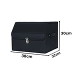 SOGA 4X Leather Car Boot Collapsible Foldable Trunk Cargo Organizer Portable Storage Box With Lock STORAGEBLKV20SMLX4