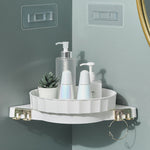 SOGA 2X White 360 Degree Wall-Mounted Rotating Bathroom Organiser Corner Vanity Rack Toilet Adhesive BATHA007X2