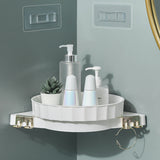 SOGA 2X White 360 Degree Wall-Mounted Rotating Bathroom Organiser Corner Vanity Rack Toilet Adhesive BATHA007X2