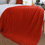 SOGA Red Diamond Pattern Knitted Throw Blanket Warm Cozy Woven Cover Couch Bed Sofa Home Decor with BLANKET905