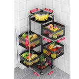 SOGA 2X 5 Tier Steel Square Rotating Kitchen Cart Multi-Functional Shelves Portable Storage KITCHENXY021X2