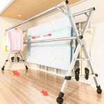 SOGA 2X 2.0m Portable Standing Clothes Drying Rack Foldable Space-Saving Laundry Holder with Wheels BSXG2515X2