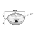 SOGA 18/10 Stainless Steel Fry Pan 32cm Frying Pan Top Grade Non Stick Interior Skillet with Helper TRIFPT32