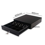 SOGA 2X Black Heavy Duty Cash Drawer Electronic 4 Bills 8 Coins Cheque Slot Tray Pos 410 CASHDRAWER410X2