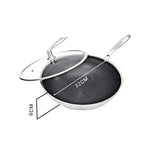 SOGA 2X 32cm Stainless Steel Tri-Ply Frying Cooking Fry Pan Textured Non Stick Interior Skillet with FRYPANTRIFPYZ32X2