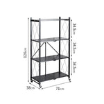 SOGA 2X 4 Tier Steel Black Foldable Kitchen Cart Multi-Functional Shelves Portable Storage Organizer KITCHENXY002X2