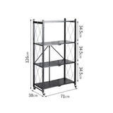 SOGA 2X 4 Tier Steel Black Foldable Kitchen Cart Multi-Functional Shelves Portable Storage Organizer KITCHENXY002X2