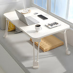 SOGA White Portable Bed Table Adjustable Folding Mini Desk With Cup-Holder Home Decor BEDTABLEM665