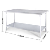 SOGA 120*70*85cm Commercial Catering Kitchen Stainless Steel Prep Work Bench WORKBENCHSS2009120CM