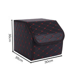 SOGA 4X Leather Car Boot Collapsible Foldable Trunk Cargo Organizer Portable Storage Box Black/Red STORAGEBLKREDSMLX4