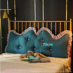 SOGA 150cm Blue-Green Princess Bed Pillow Headboard Backrest Bedside Tatami Sofa Cushion with Ruffle PILLOWSLK150BLUE