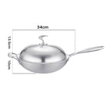 SOGA 18/10 Stainless Steel Fry Pan 34cm Frying Pan Top Grade Skillet with Helper Handle and Lid TRIFPO34