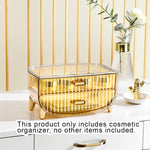 SOGA 2 Tier Golden Yellow Multifunctional Countertop Cosmetic Storage Makeup Skincare Holder Jewelry BATHC122