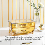 SOGA 2 Tier Golden Yellow Multifunctional Countertop Cosmetic Storage Makeup Skincare Holder Jewelry BATHC122