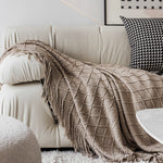 SOGA Coffee Diamond Pattern Knitted Throw Blanket Warm Cozy Woven Cover Couch Bed Sofa Home Decor BLANKET921