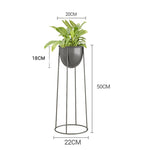 SOGA 50cm Round Wire Metal Flower Pot Stand with Black Flowerpot Holder Rack Display FPOTH52ROUNDBLK