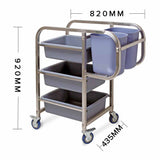 SOGA 2X 3 Tier Food Trolley Food Waste Cart Five Buckets Kitchen Food Utility 80x43x89cm Round FOODCART1212X2