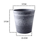 SOGA 37cm Weathered Grey Round Resin Plant Flower Pot in Cement Pattern Planter Cachepot for Indoor FPOTE3714