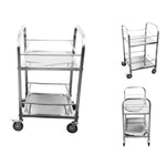 SOGA 2 Tier 500x500x950 Stainless Steel Square Tube Drink Wine Food Utility Cart FOODCART1215