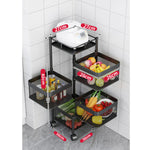 SOGA 2X 4 Tier Steel Square Rotating Kitchen Cart Multi-Functional Shelves Portable Storage KITCHENXY020X2