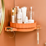 SOGA 2X Orange 360 Degree Wall-Mounted Rotating Bathroom Organiser Corner Vanity Rack Toilet BATHA009X2