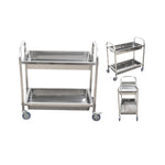 SOGA 2X 2 Tier 85x45x90cm Stainless Steel Kitchen Trolley Bowl Collect Service Food Cart Medium FOODCART1202X2