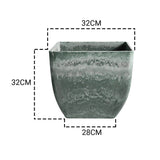 SOGA 32cm Green Grey Square Resin Plant Flower Pot in Cement Pattern Planter Cachepot for Indoor FPOTF3219