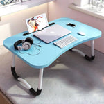 SOGA Blue Portable Bed Table Adjustable Foldable Bed Sofa Study Table Laptop Mini Desk with Notebook BEDTABLEG43