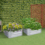 SOGA 2X 60cm Square Galvanised Raised Garden Bed Vegetable Herb Flower Outdoor Planter Box METALBSIL515X2