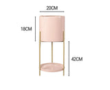 SOGA 2 Layer 42cm Gold Metal Plant Stand with Pink Flower Pot Holder Corner Shelving Rack Indoor FPOTH45PNK