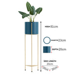 SOGA 2X 2 Layer 81cm Gold Metal Plant Stand with Blue Flower Pot Holder Corner Shelving Rack Indoor FPOTH85BLUX2