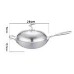 SOGA 18/10 Stainless Steel Fry Pan 36cm Frying Pan Top Grade Skillet with Helper Handle and Lid TRIFPO36