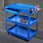 SOGA 2X 3 Tier Tool Storage Cart Portable Service Utility Heavy Duty Mobile Trolley Blue TOOLCART601X2